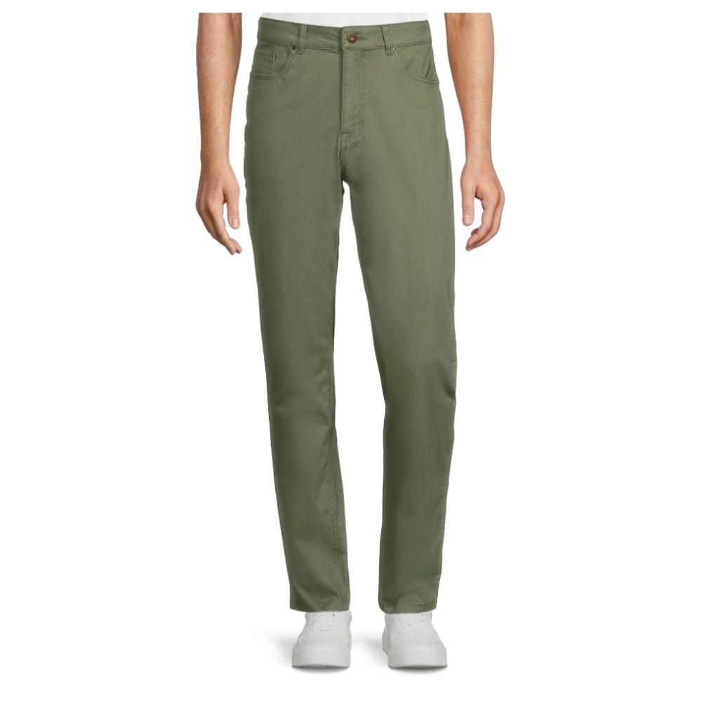 George Men’s Size 40x32 Premium 5 Pocket Garment Washed Pants Green Artichoke